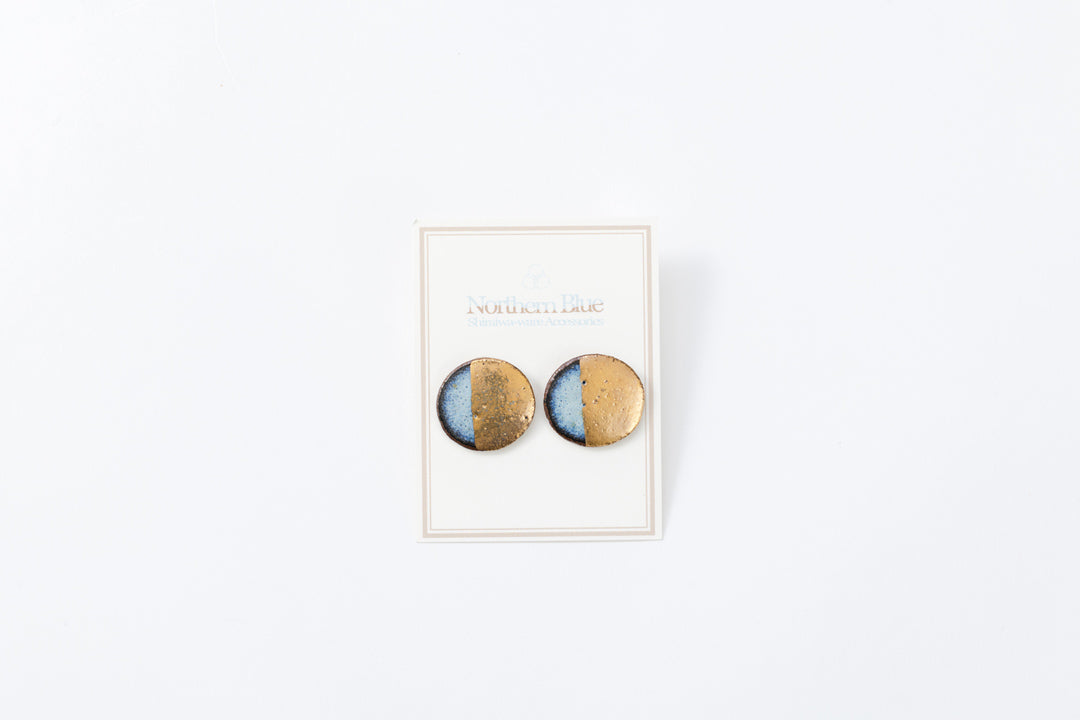 Shiraiwa-yaki Circle Earrings with Gold Gilt