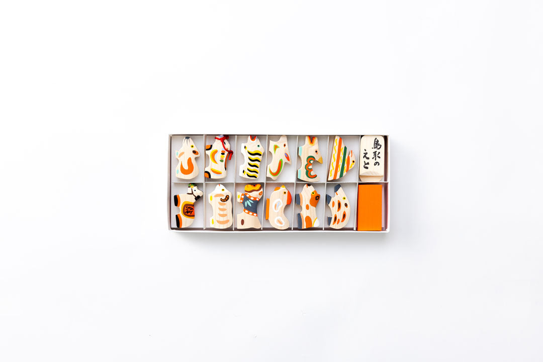 Japanese Zodiac Wooden Dolls Set - Shiraki Wood Grain