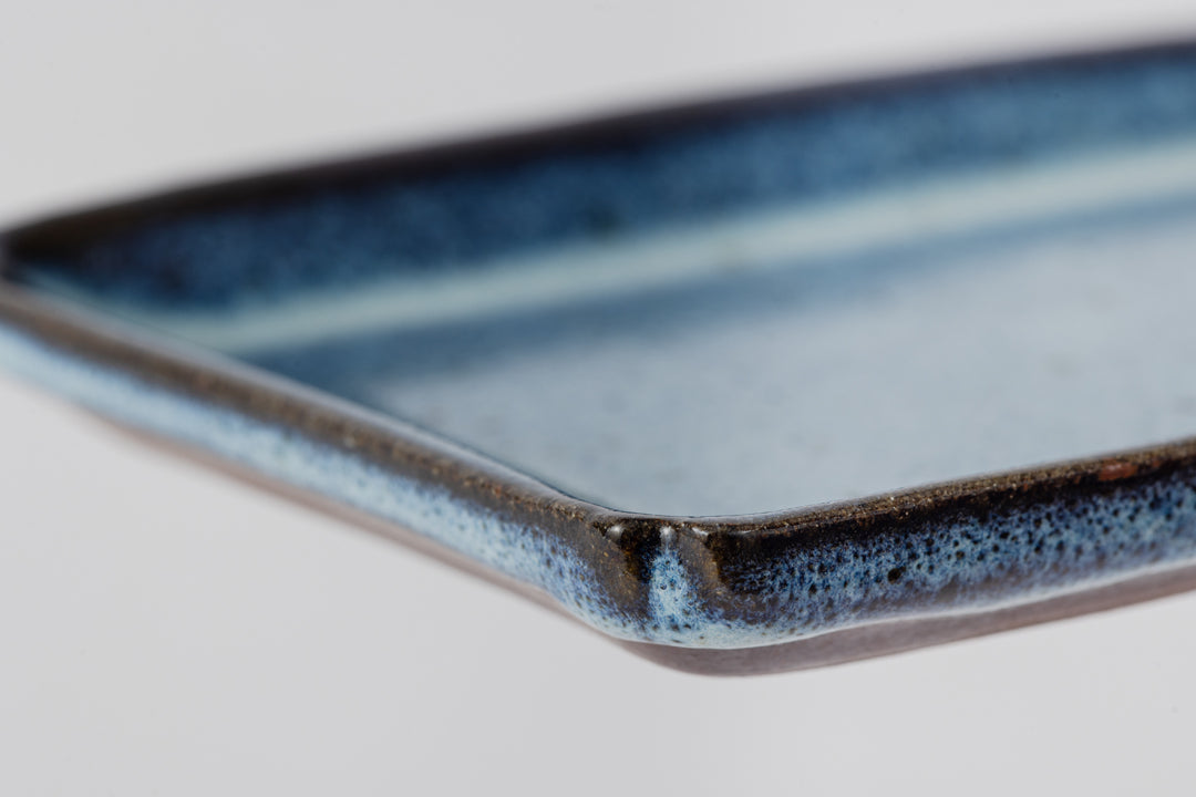 Shiraiwa-yaki Namako Glaze Rectangular Plate Traditional Pottery