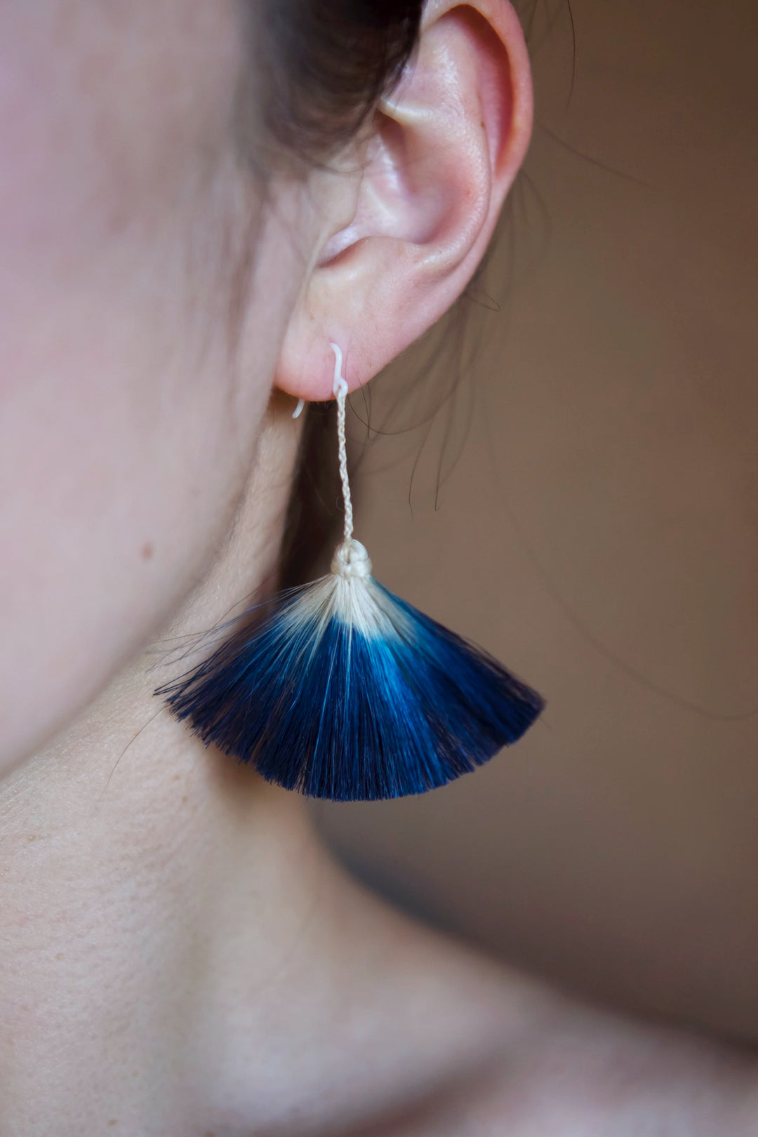 Fan Earrings - Indigo Ramie