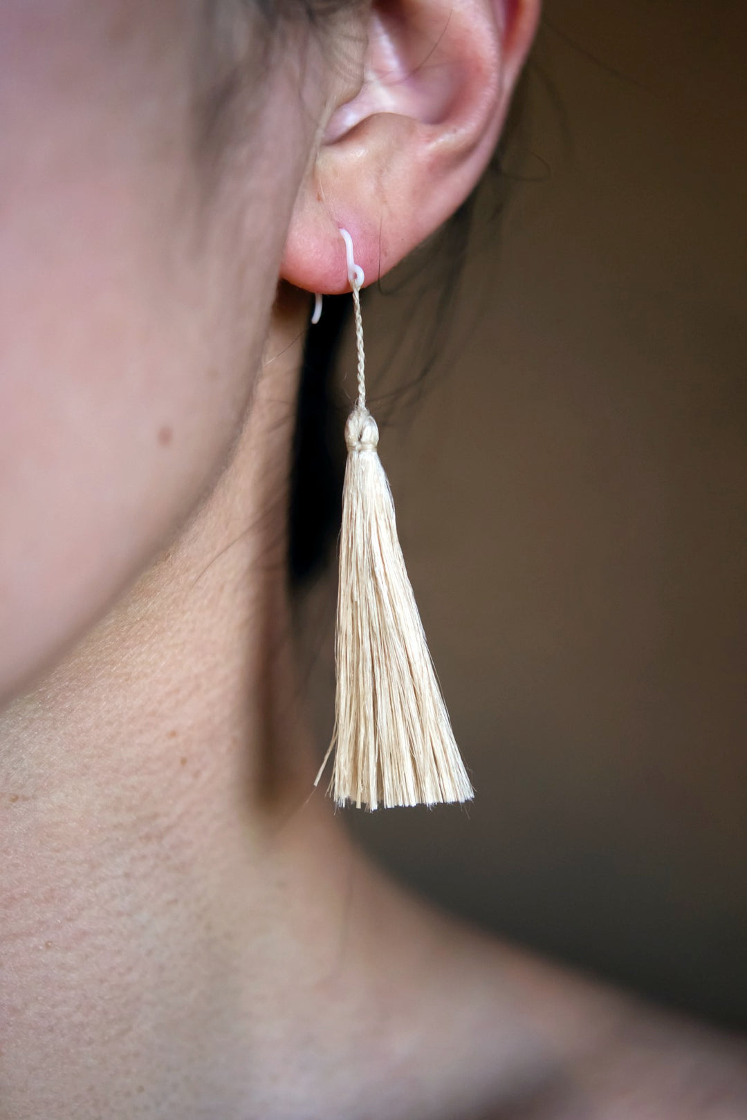 Long Earrings - Natural Ramie