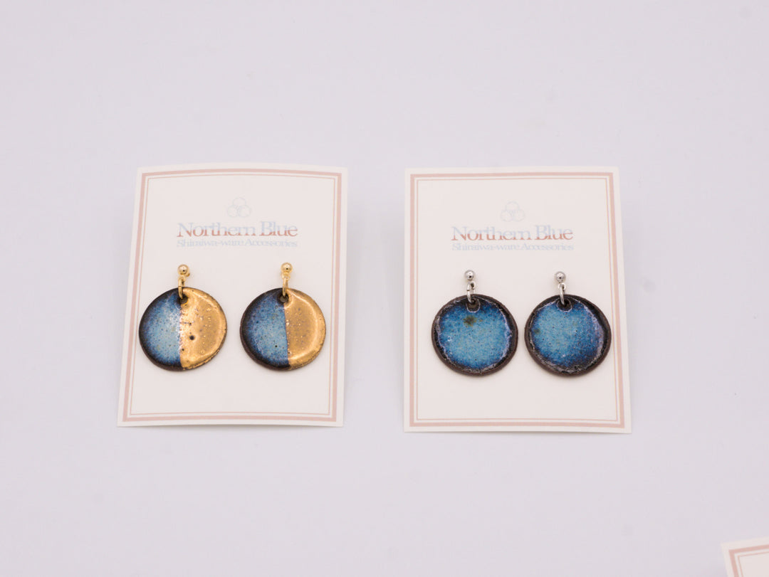 Shiraiwa-yaki Circle Earrings with Chain