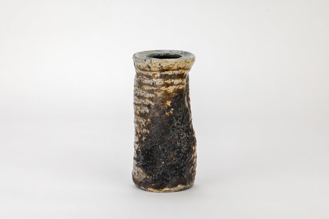 Natural Ash Glaze Cylindrical Hanaike [CHI-02] - Japanese Pottery