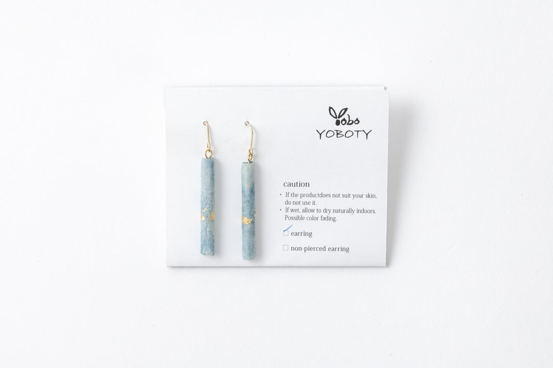 Indigo Dye Earrings - Gold Leaf