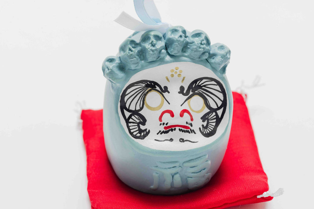 Fuku Daruma Dorei (Clay Bell) with Skull