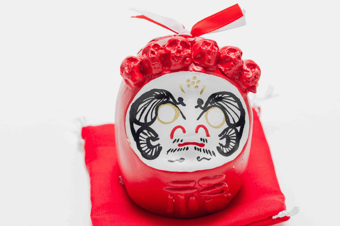 Fuku Daruma Dorei (Clay Bell) with Skull