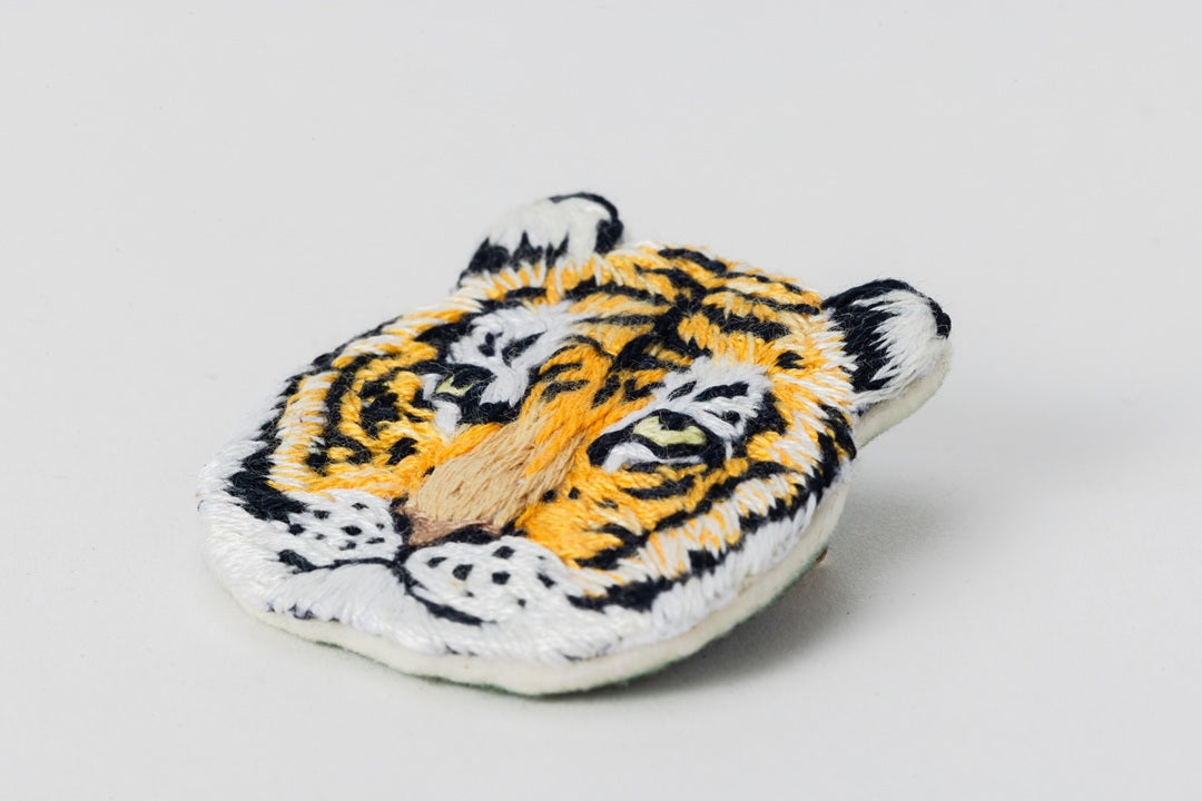 Tiger/Hand-Embroidered Brooch