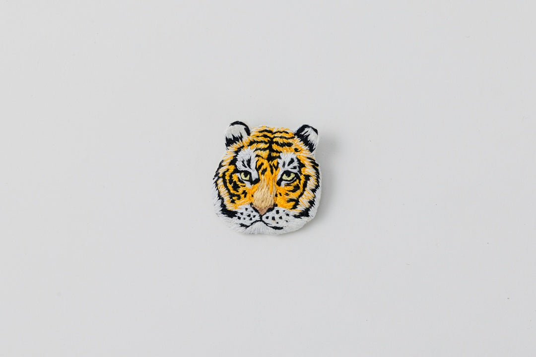 Tiger/Hand-Embroidered Brooch