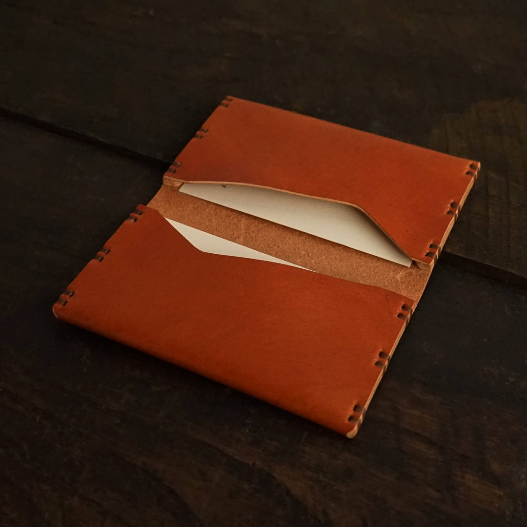 Steer Hide Veg-Tan Leather Slim Bifold Card Holder