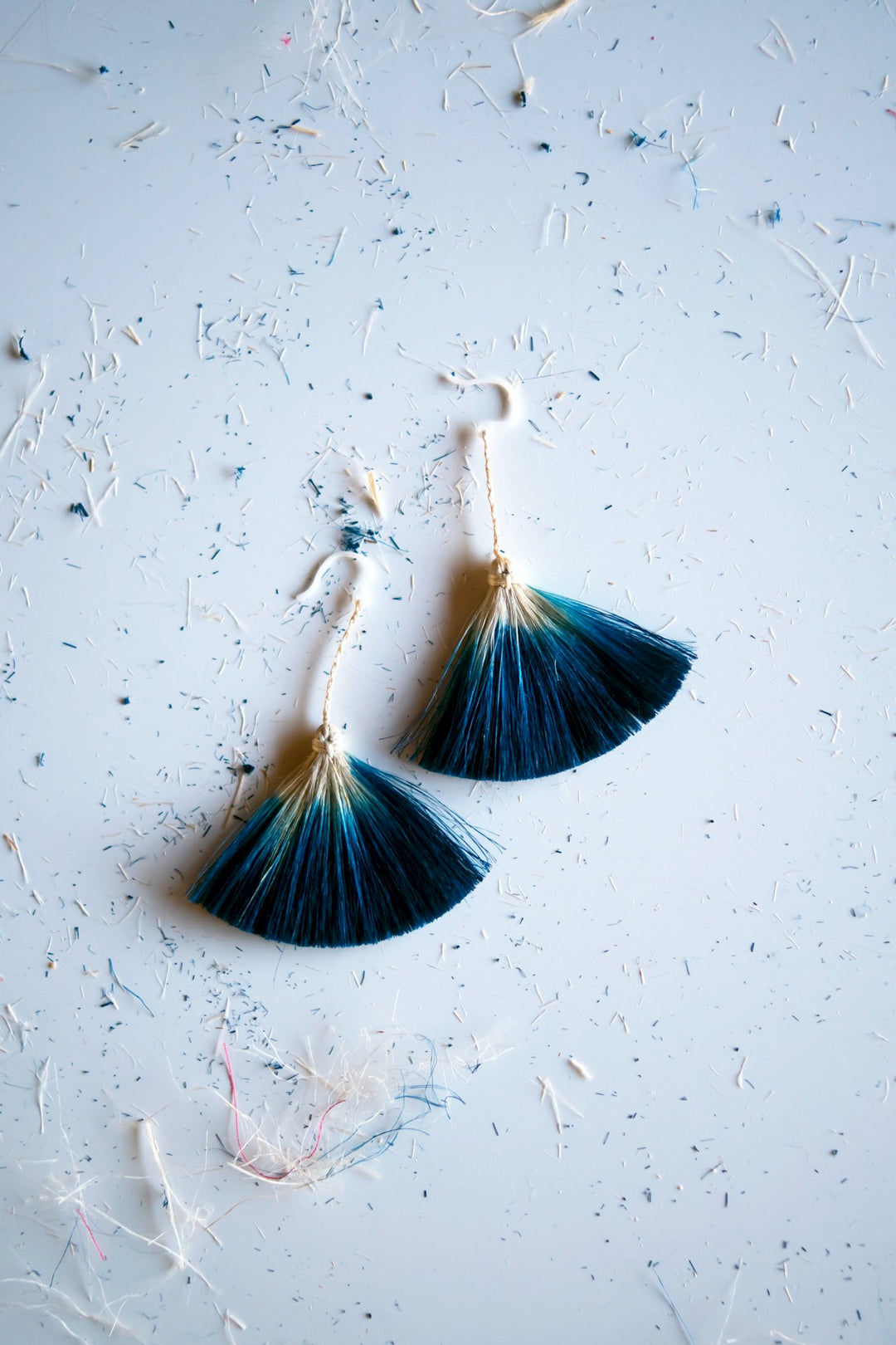 Fan Earrings - Indigo Ramie