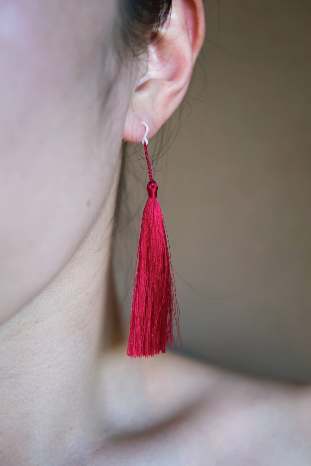 Long Earrings - Vermillion Silk